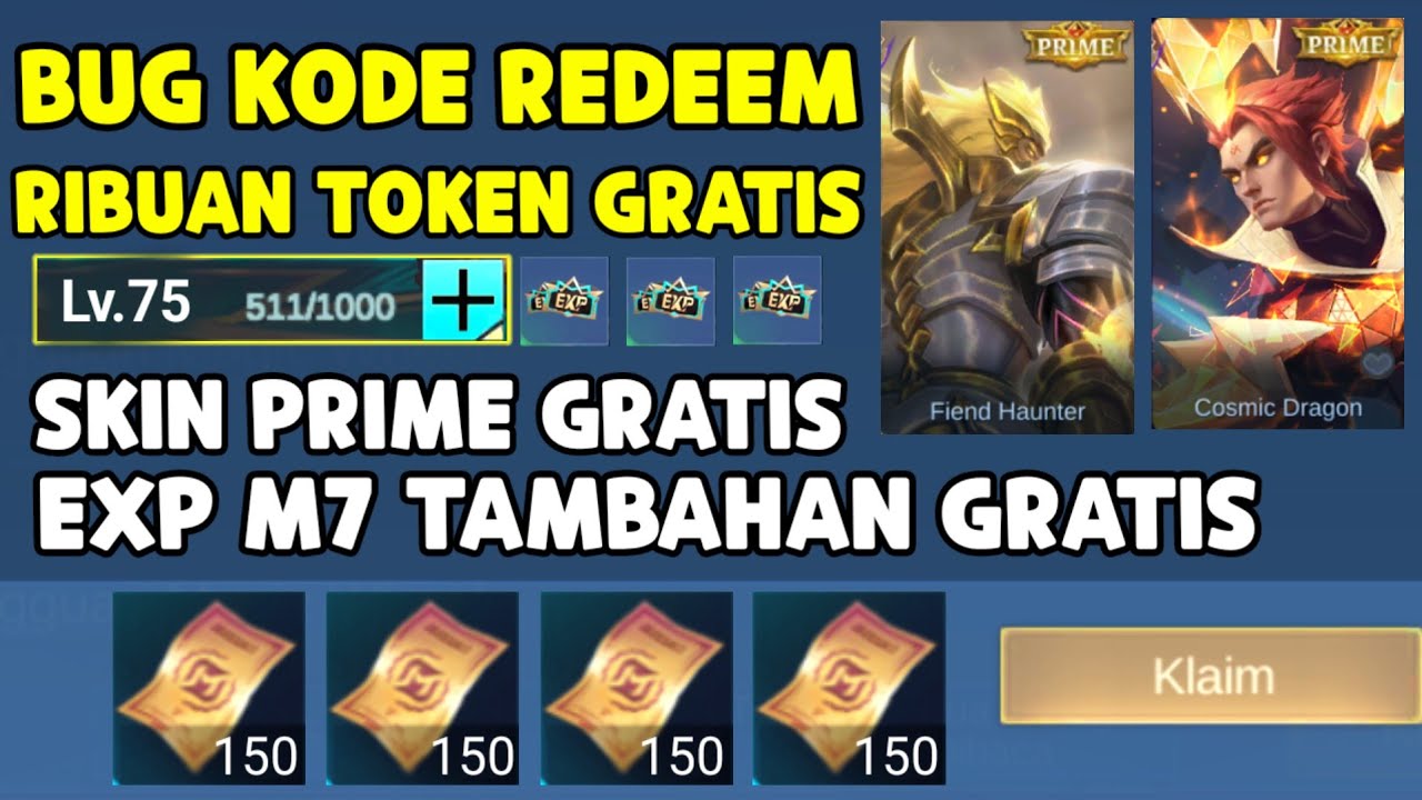 BUG KODE REDEEM TOKEN M7 UNLIMITED GRATIS ! DAPAT RIBUAN KODE REDEEM UNTUK DAPAT SKIN PRIME GRATIS