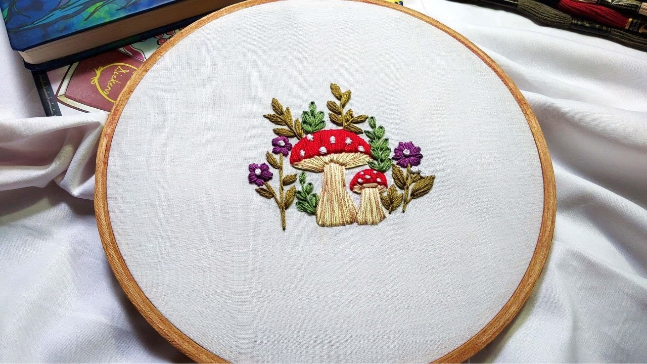 Floral Mushroom Embroidery Tutorial | Embroidery For Beginners - Let's Artlore