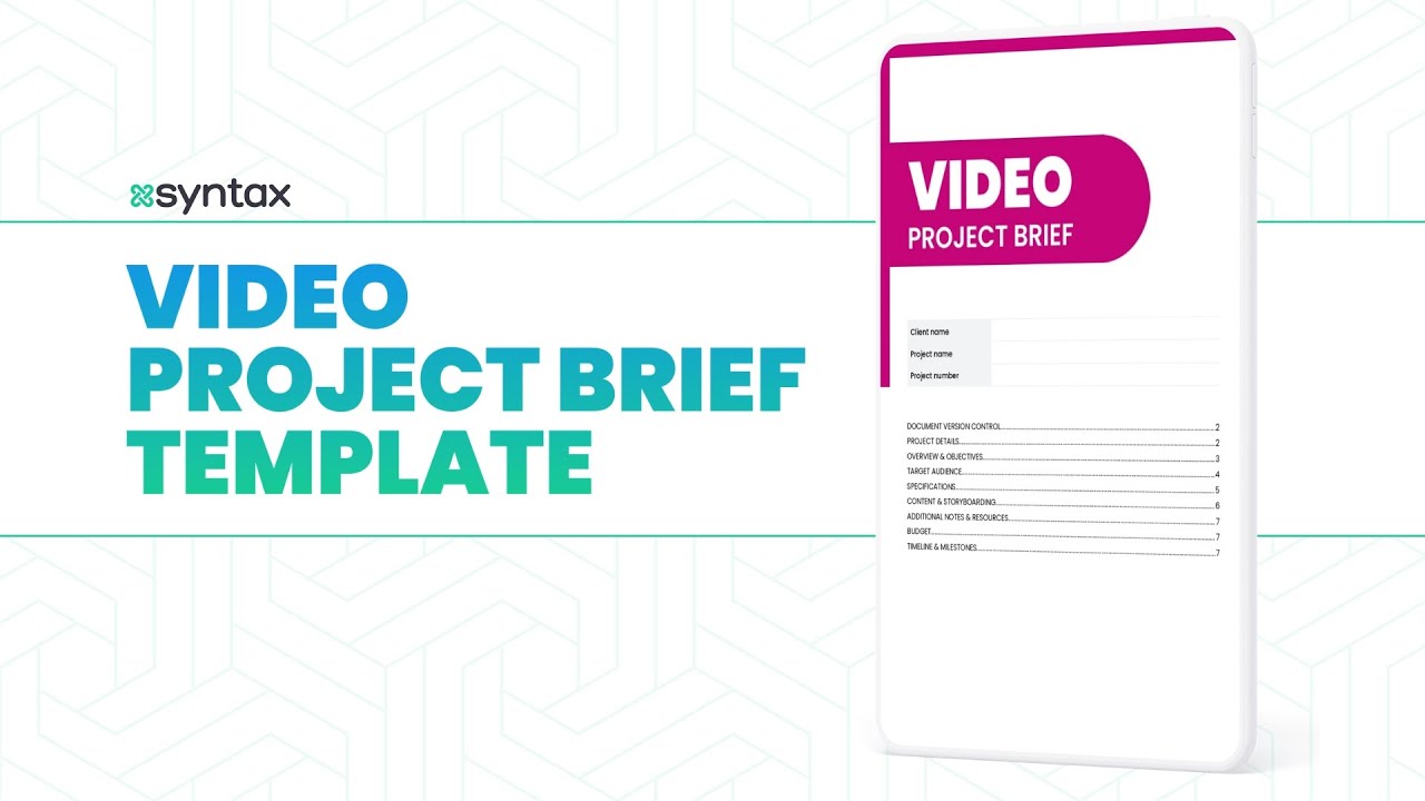 Video Production Brief Template &ndash; Google Docs &ndash; A4 | Syntax Project Solutions
