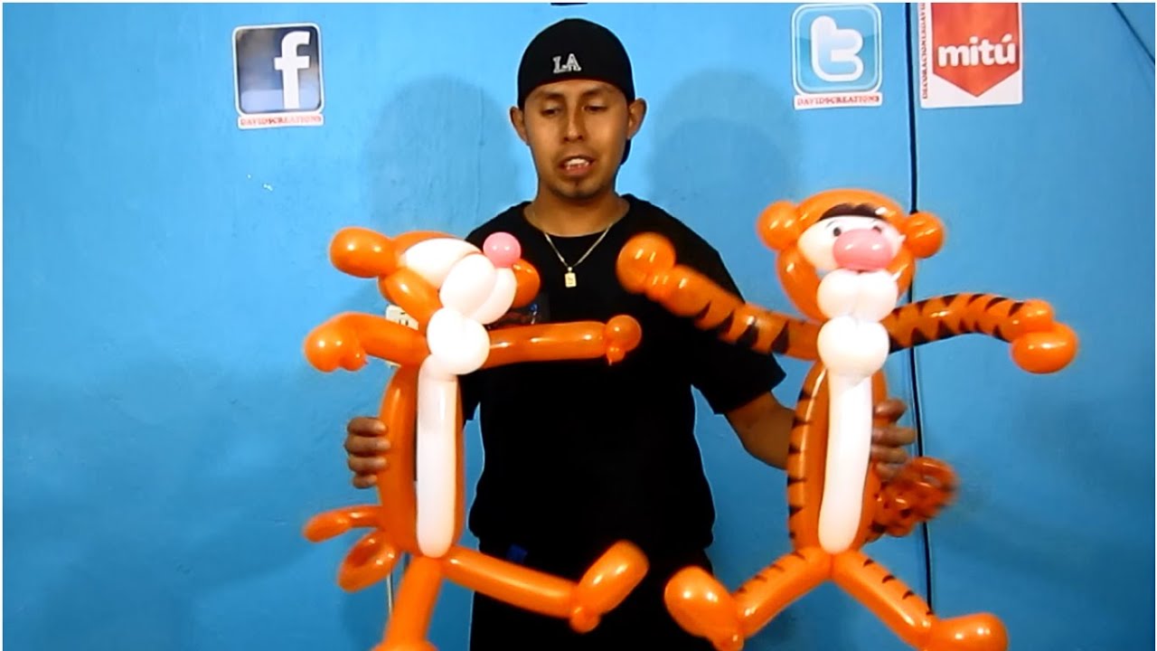 tigger de globos - tigger balloon twisting- Decoraciones con globos