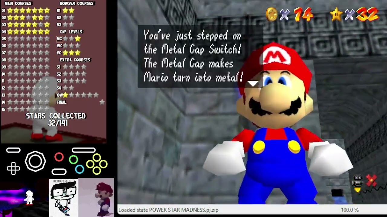SM64 Power Star Madness - MC: Metal Jungle Temple + C3 2/2 (savestateless)