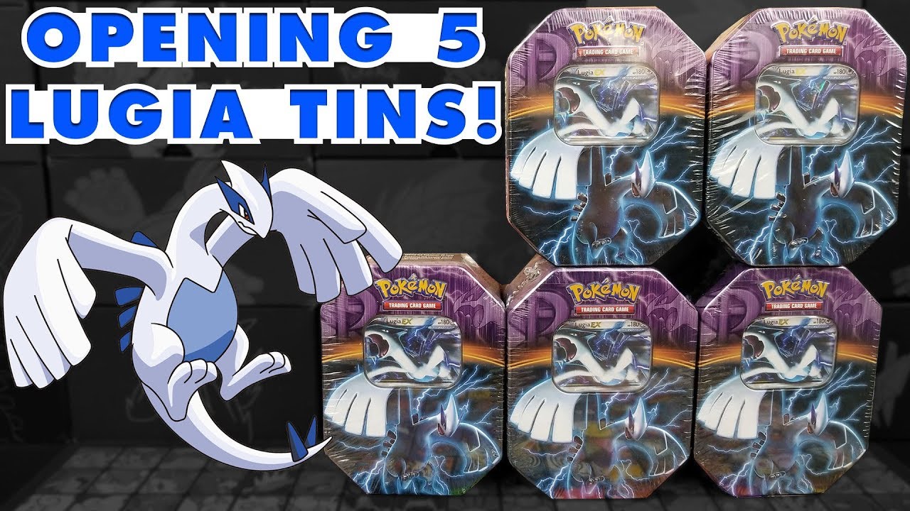 PLASMA PACKS!! OPENING 5 LUGIA EX TINS OF POKEMON CARDS!!!