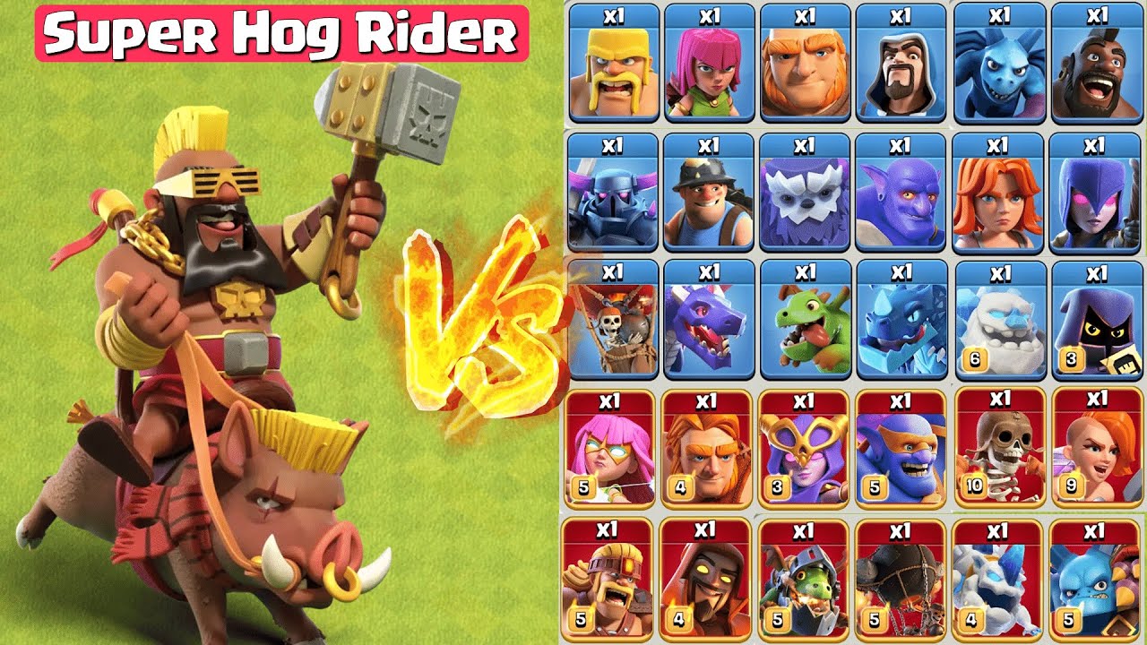 Super Hog Rider Vs All Troops - Clash of Clans