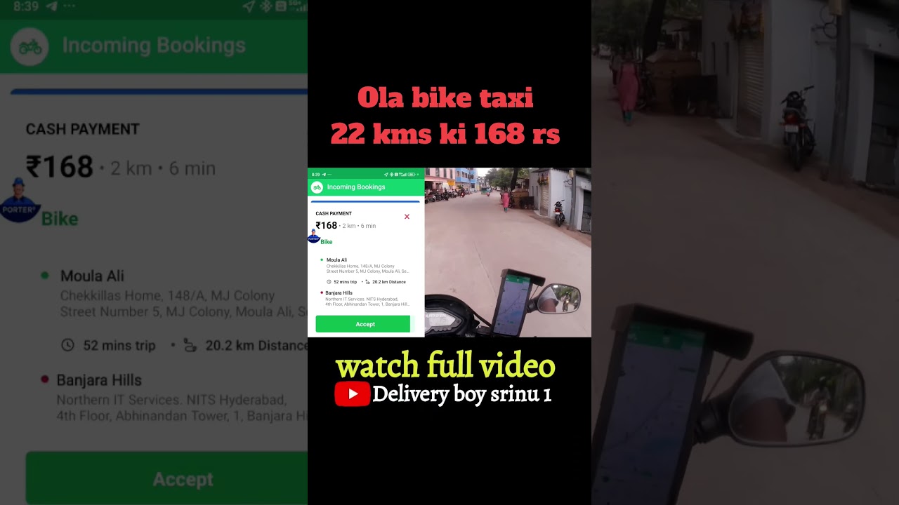 22kms ki 168 rs in ola bike taxi 