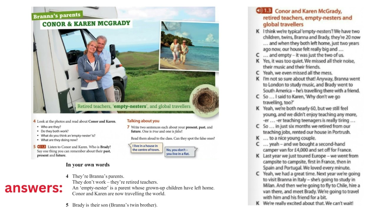 headway 5th edition  pre intermediate unit1.1.3listen to CONOR and KAREN.