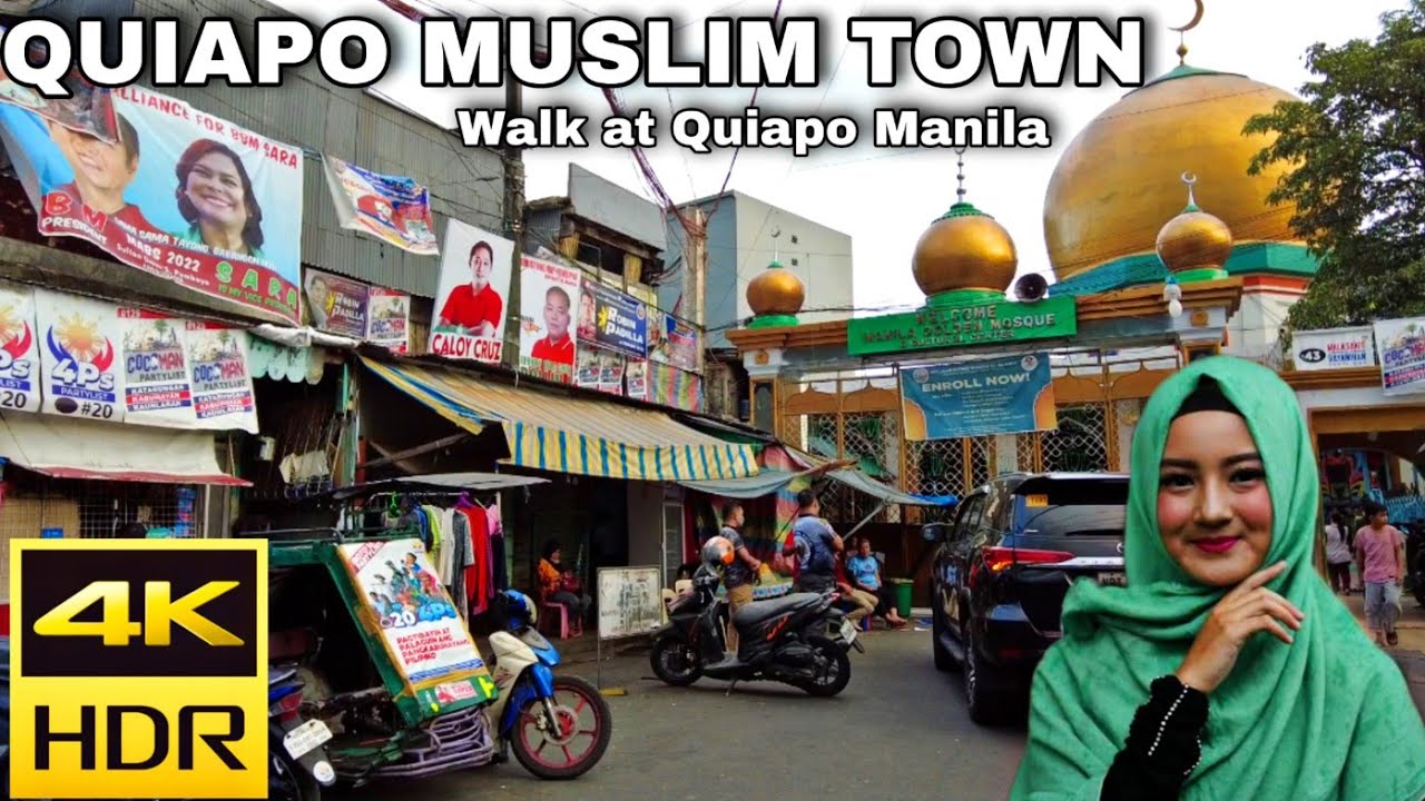 Walk at MUSLIM TOWN IN Quiapo Manila | Largest mosque in Metro Manila  [ 4K ]