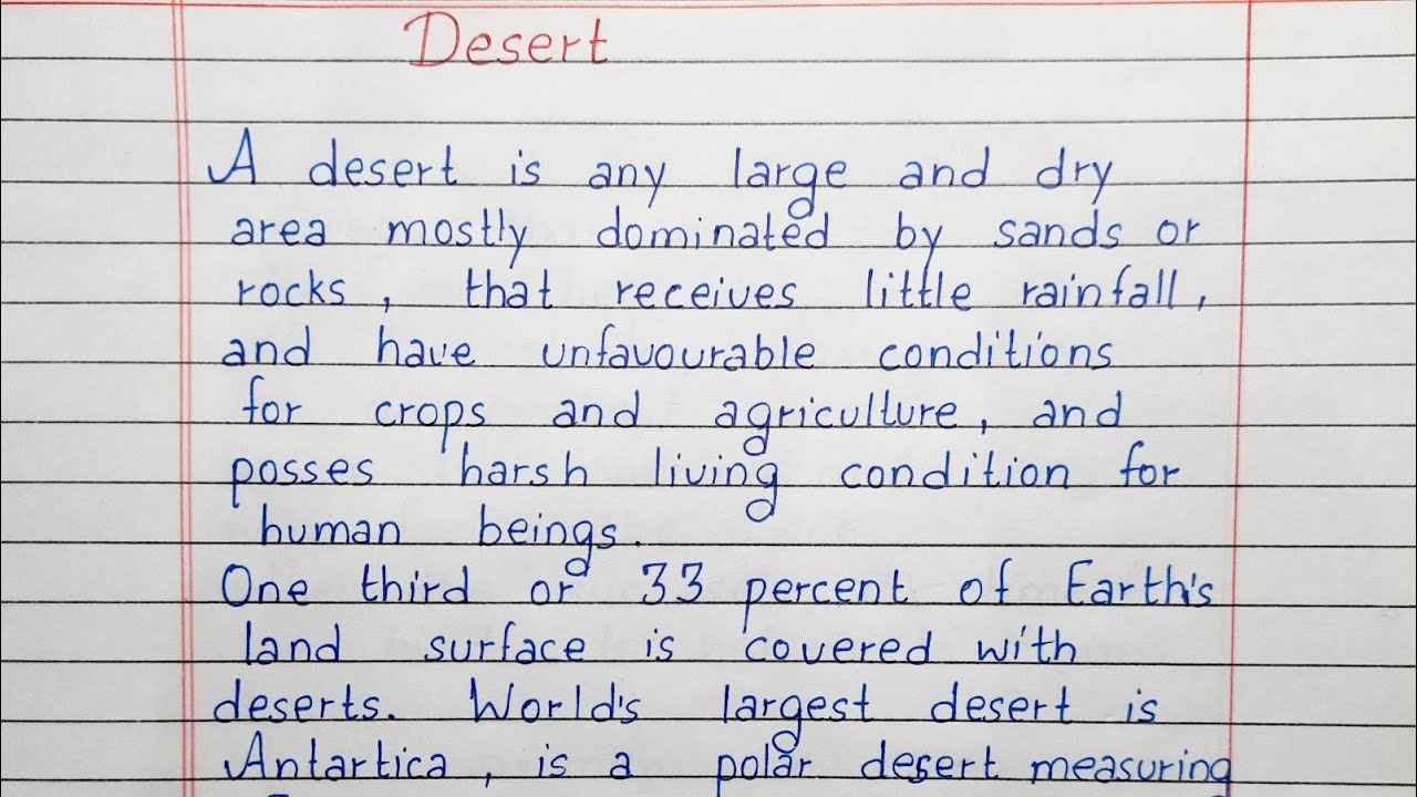 Write a short essay on Desert | Essay Writing | English