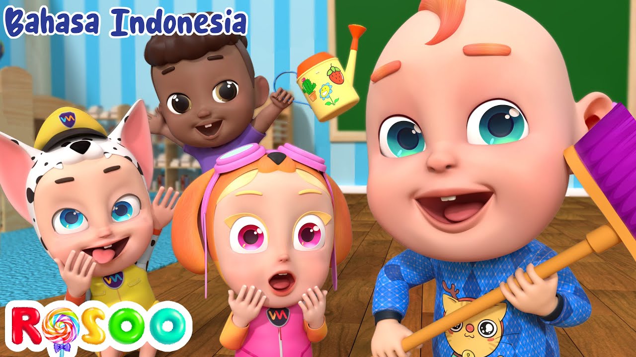 Lagu Bersih-bersih bersama 🧹– Kebiasaan Baik Anak | Rosoo Bahasa Indonesia