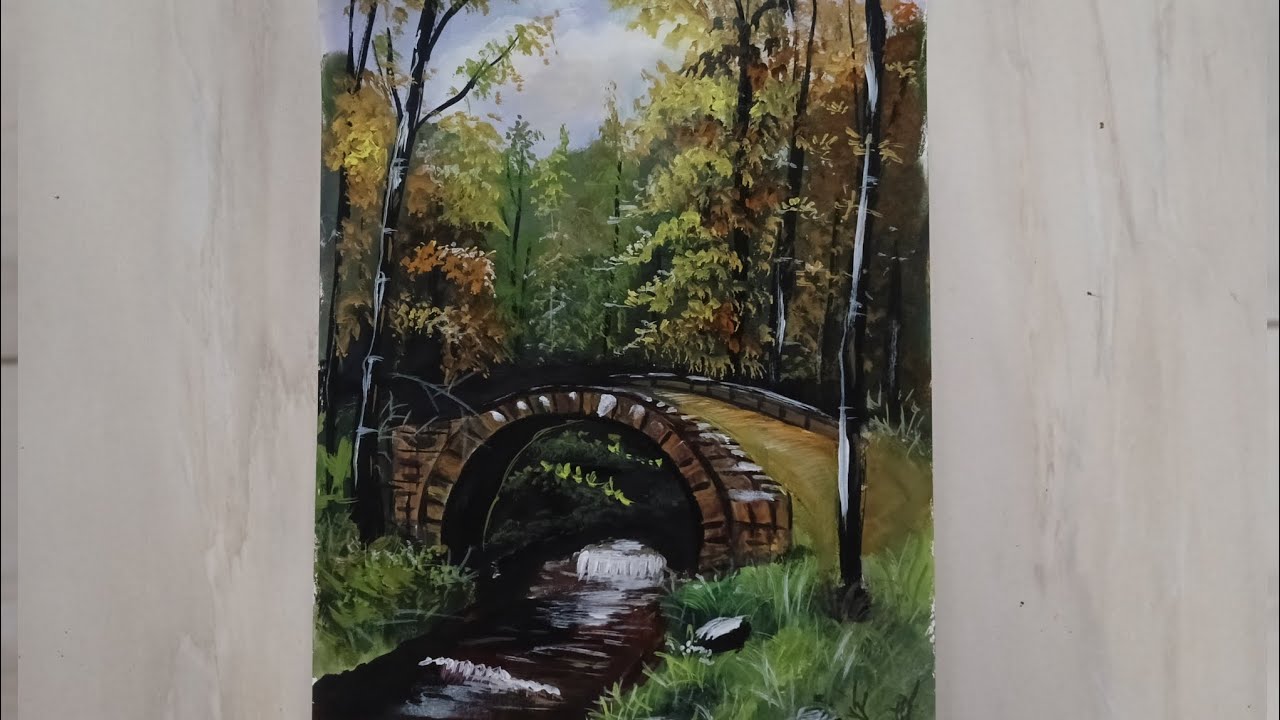 Spring season drawing very easy painting // landscape painting 