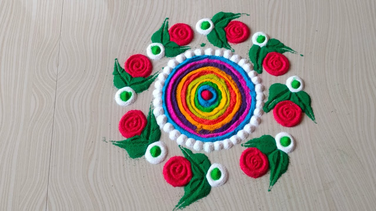 Simple and easy rangoli 🤩. #youtubevideo #easyrangoli #rangolidesigns 
