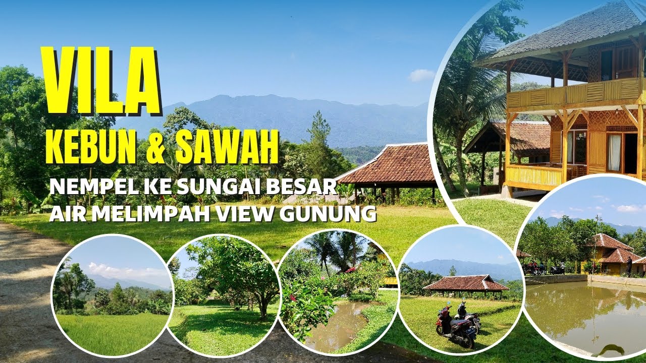 JUAL VILA, KOLAM IKAN, KEBUN DAN SAWAH, VIEW GUNUNG, BAGUS UNTUK PARIWISATA.