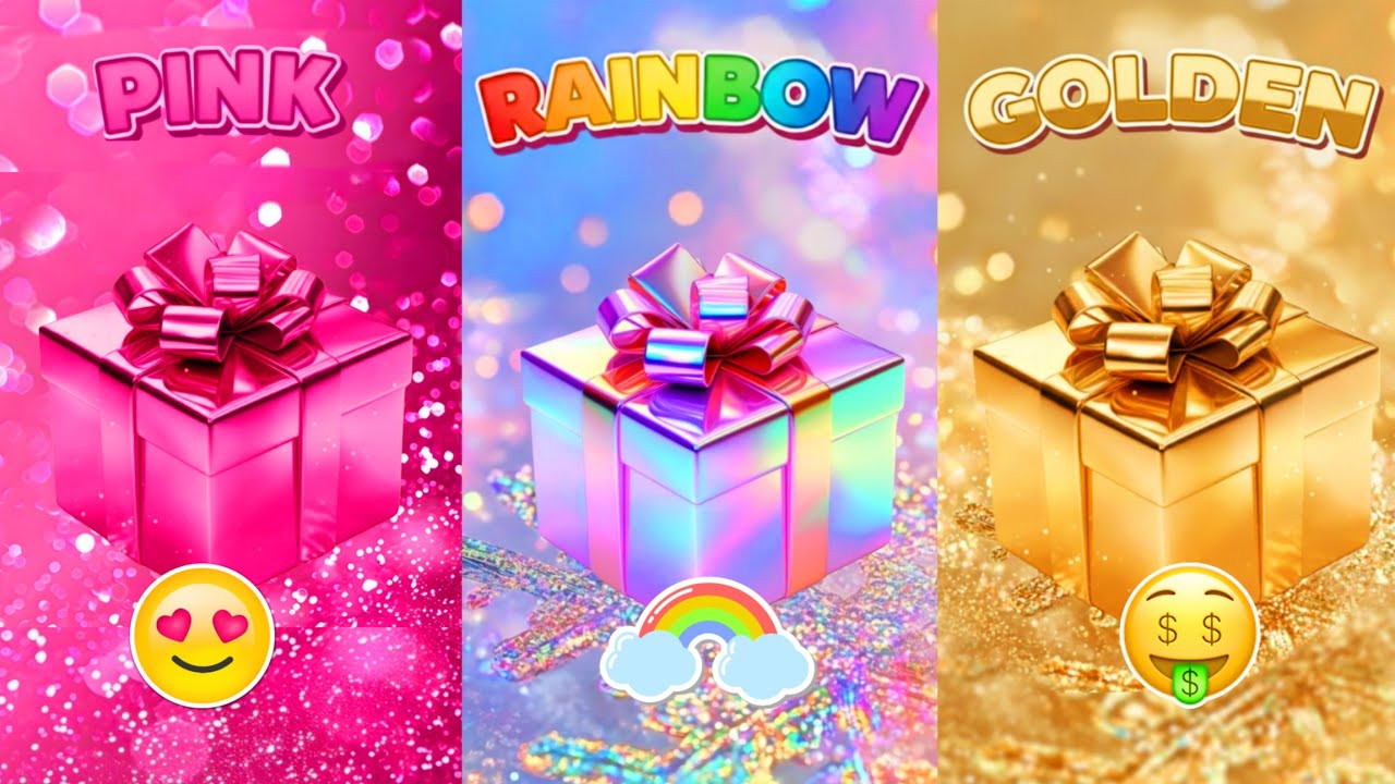 Choose Your Gift..! 🎁 Pink , rainbow or golden 😍🩷🌈💛Quiz Tulip#chooseyourgift  #quiz #choosebox #ai 