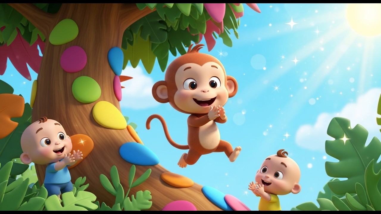 🌴 Monkey Jumping on the Tree 🎵 Fun Baby Dance Song for Toddlers | Kids Learning Song