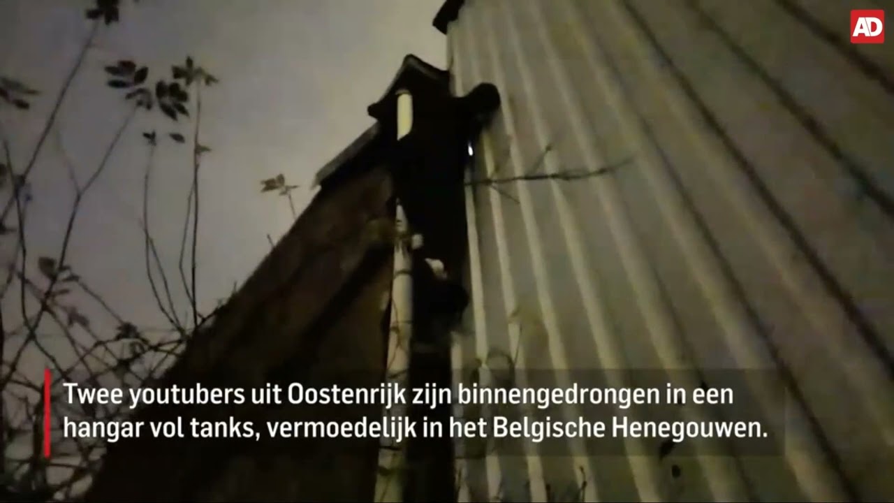 austrian youtubers find their way in abandoned hangar full tanks in belgium