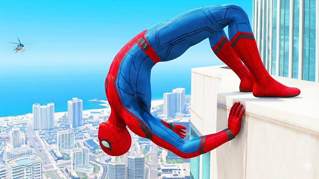 SPIDERMAN CRAZY JUMPS/FALLS (GTA 5 Spider-Man Fails)