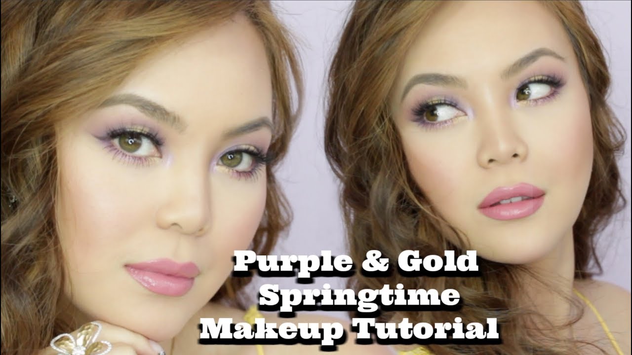 Purple & Gold Springtime Makeup Look | AnnaMariaPDT | 2018