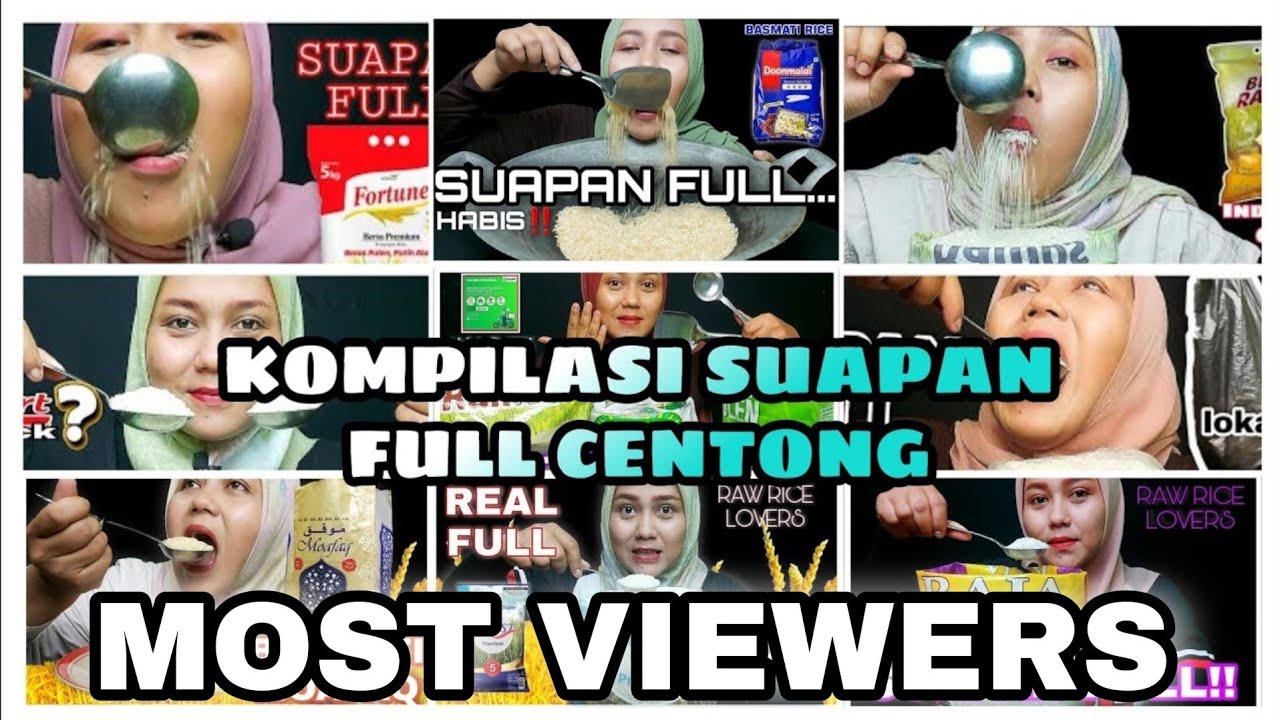 FULL BANGET ‼️| KOMPILASI SUAPAN FULL CENTONG | #asmrberas #mukbangberas  #rawriceeating #makanberas