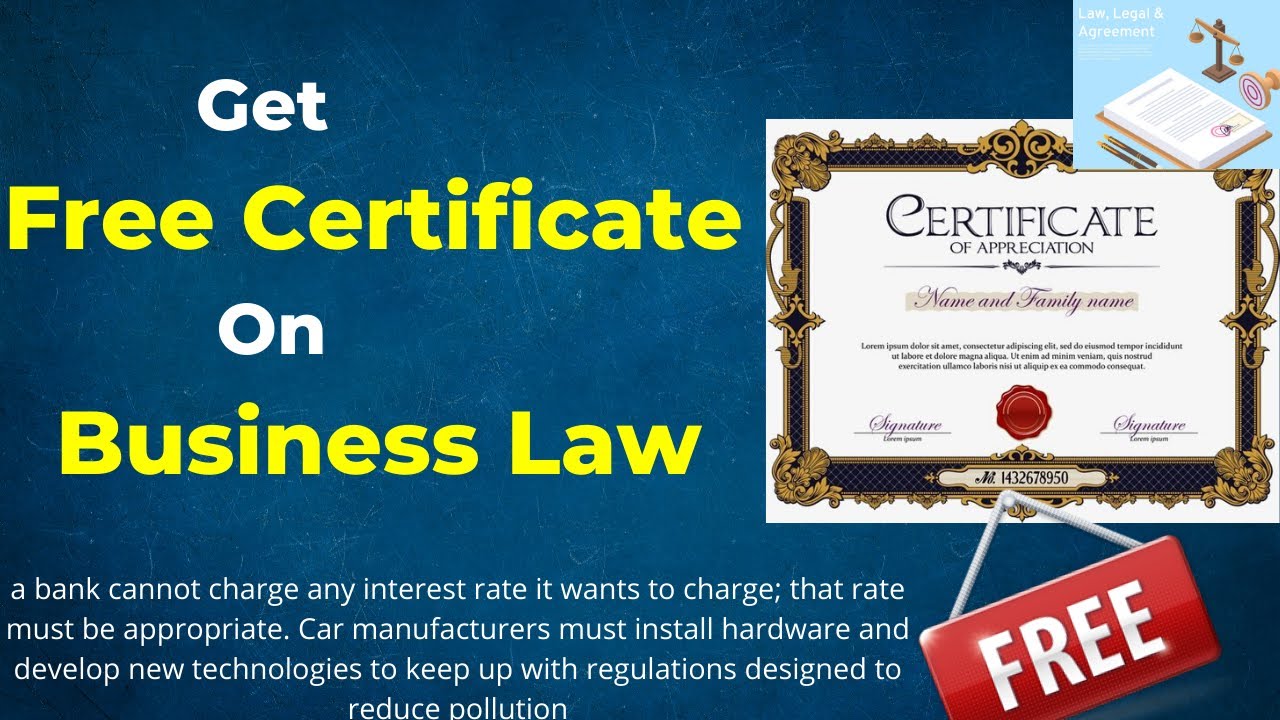 Get Free Certificate On Business Law Course From Saylor.Org
