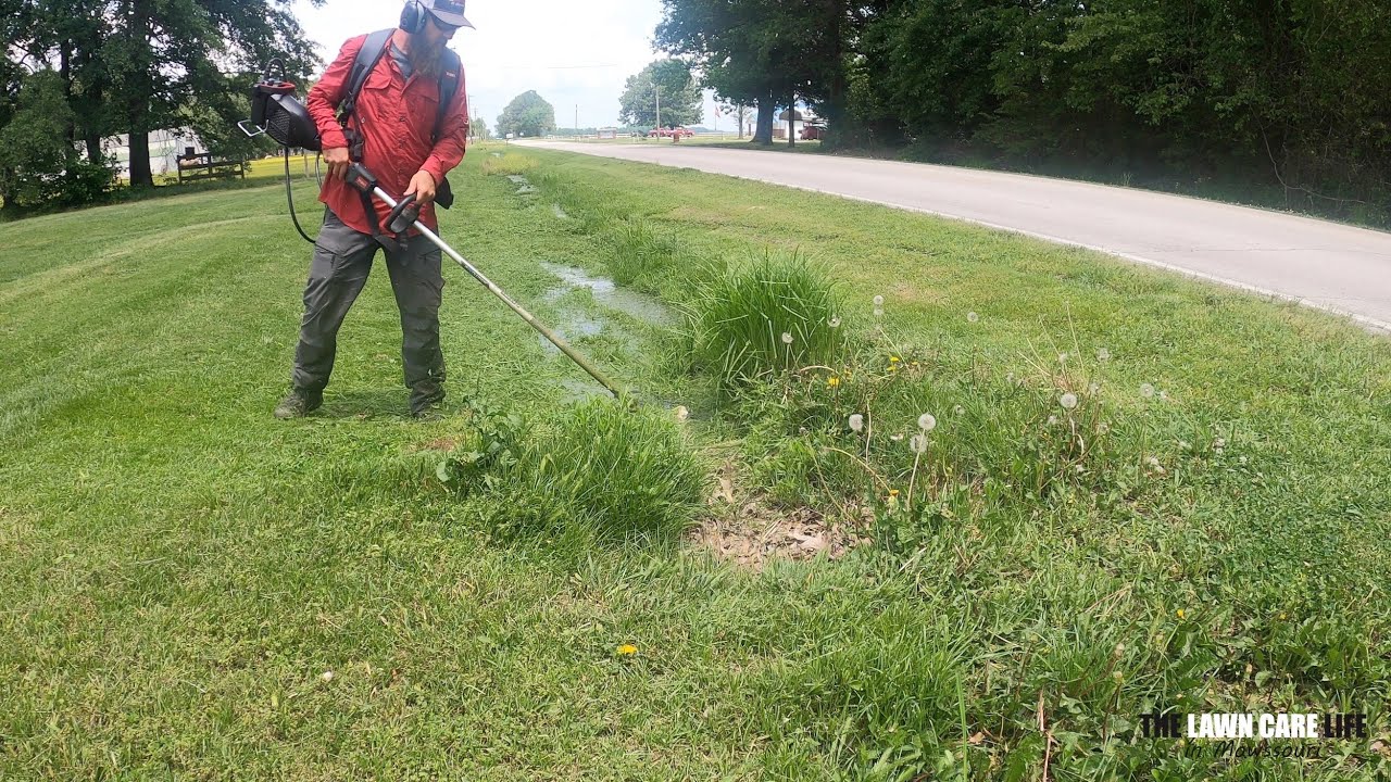 Toro 60V Battery String Trimmer vs 1/4 Mile Ditch - Toro 60V Revolution Backpack Battery in action!