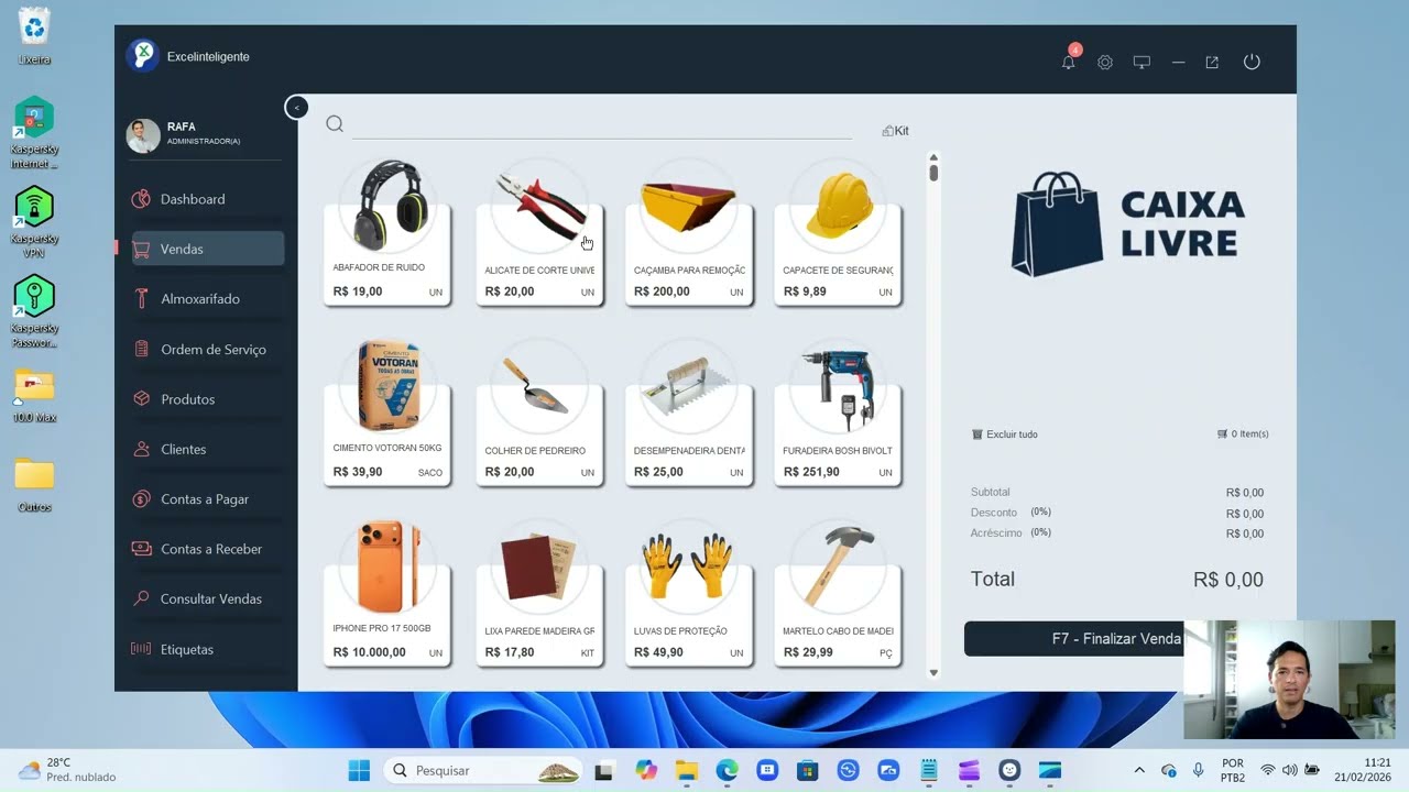 Sistema Vendas, Almoxarifado e Ordem de Servi&ccedil;o 7.0 Pro - Tela de Vendas