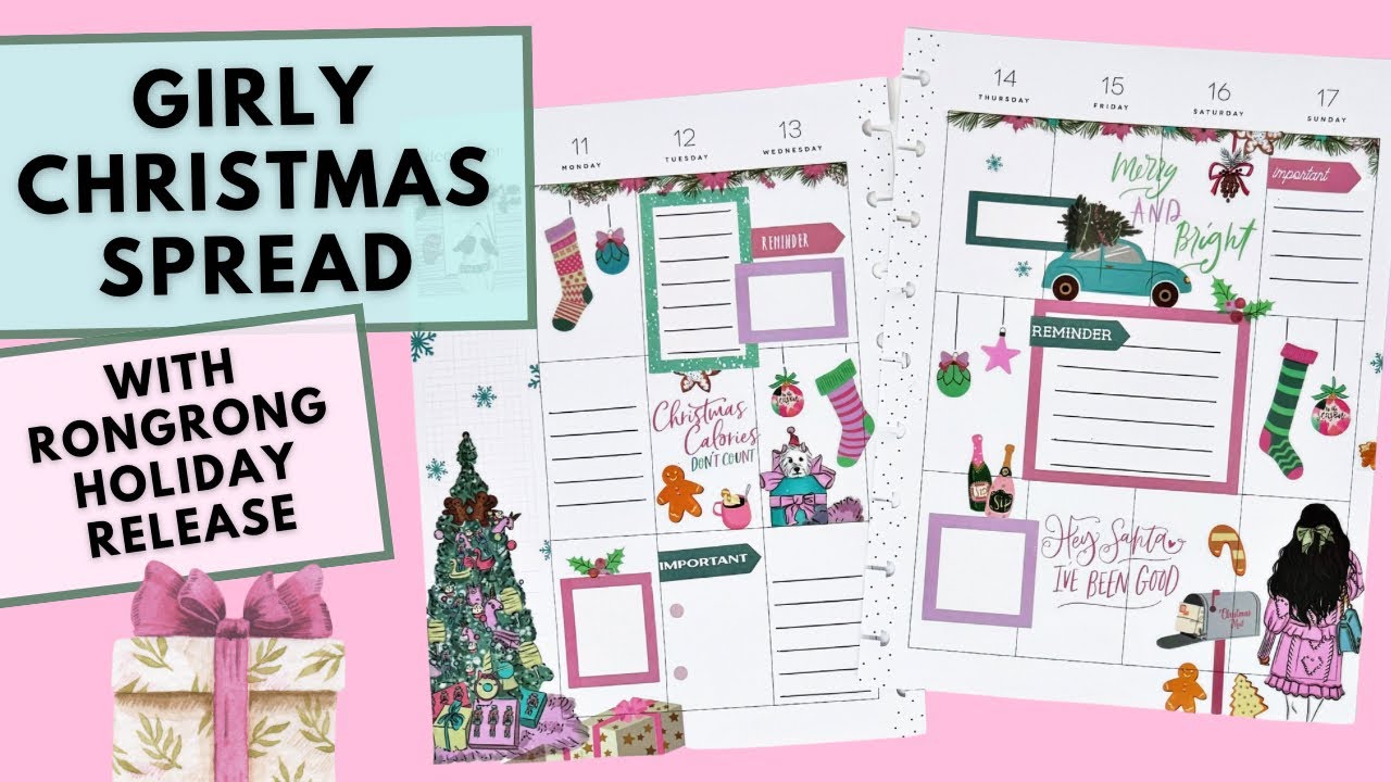 PLAN WITH ME | GIRLY PINK CHRISTMAS SPREAD | NEW ​⁠@rongrongdevoeillustration  HOLIDAY LAUNCH