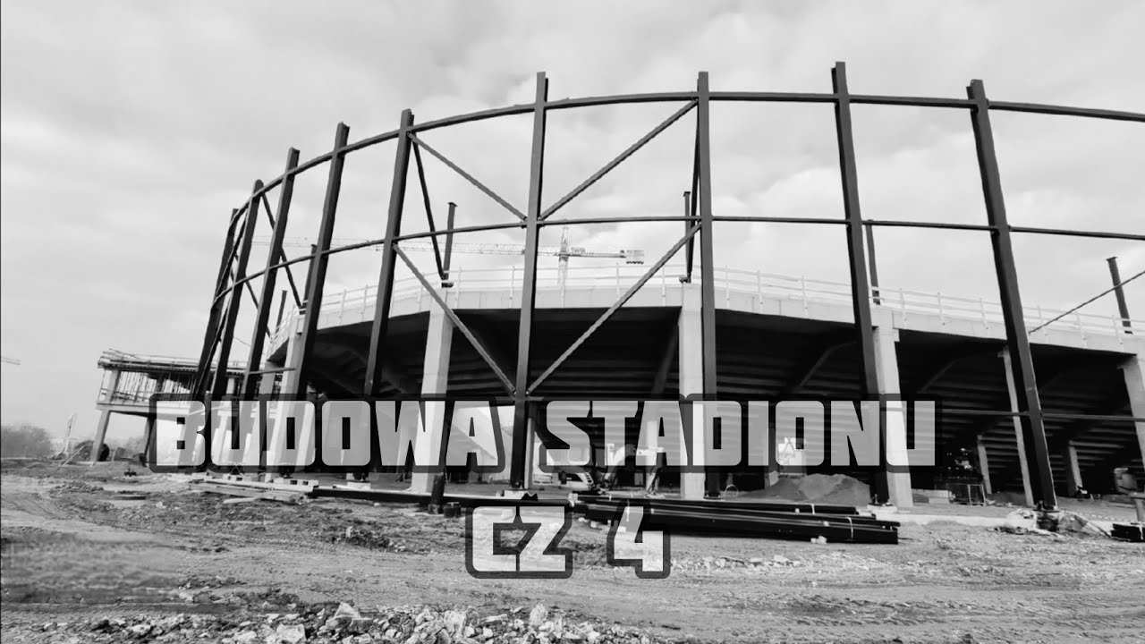 Budowa stadionu Sosnowiec: konstrukcja stalowa od ulicy generała Mariusza Zaruskiego