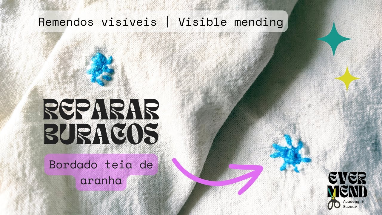 COMO TAPAR UM BURACO NA ROUPA | DIY Bordado teia de aranha -Remendos vis&iacute;veis