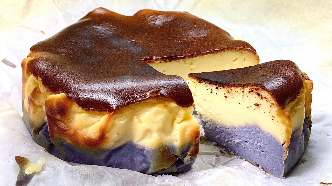 Two-Layer Ube Burnt Cheesecake
