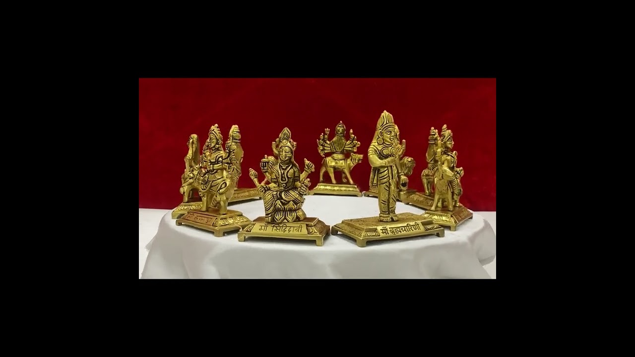 Super Fine Brass Navdurga Idol Set – Divine Durga Goddess Statues for Home & Puja