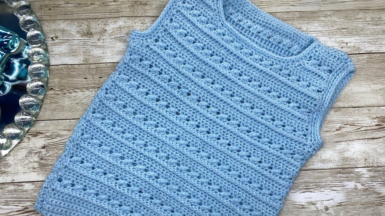 🩵 CHALECO AZUL CIELO TEJIDO A CROCHET
