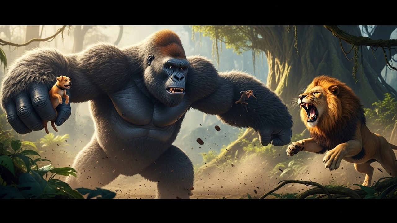 Mighty Kong Saves a Puppy from a Ferocious Lion || Best Rescue Story