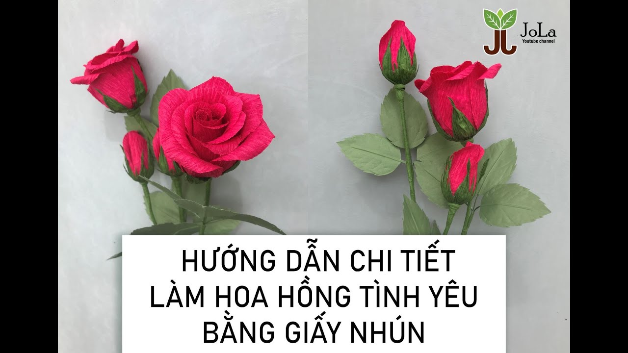 cách làm hoa hồng bằng giấy nhún với cùng 1 tỷ lệ cánh/JoLa handmade