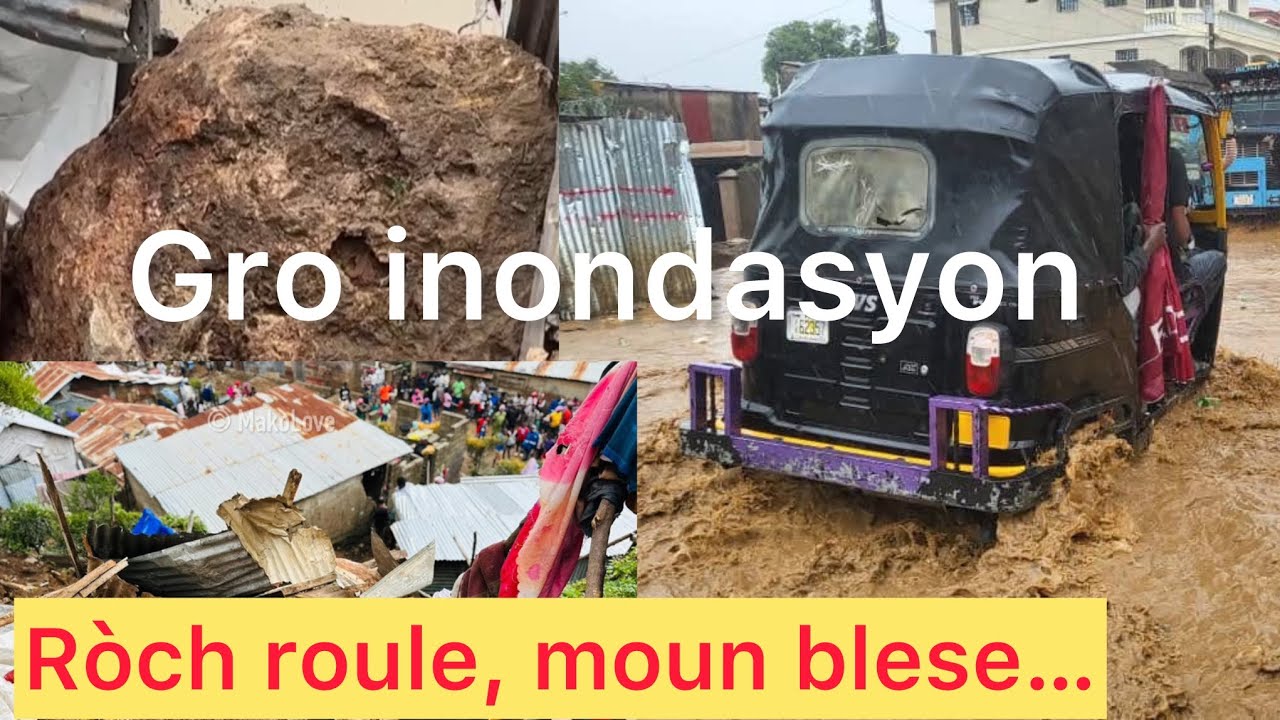 Ròch roule , moun blese , kay kraze aprè yon gro lapli okap