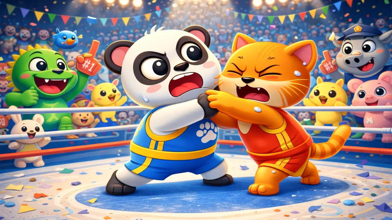 Wrestling Showdown🏆💪Boo Panda and Kat Compete for the Title—Friends Cheer Loudly🐾| Funny Boo Cartoon