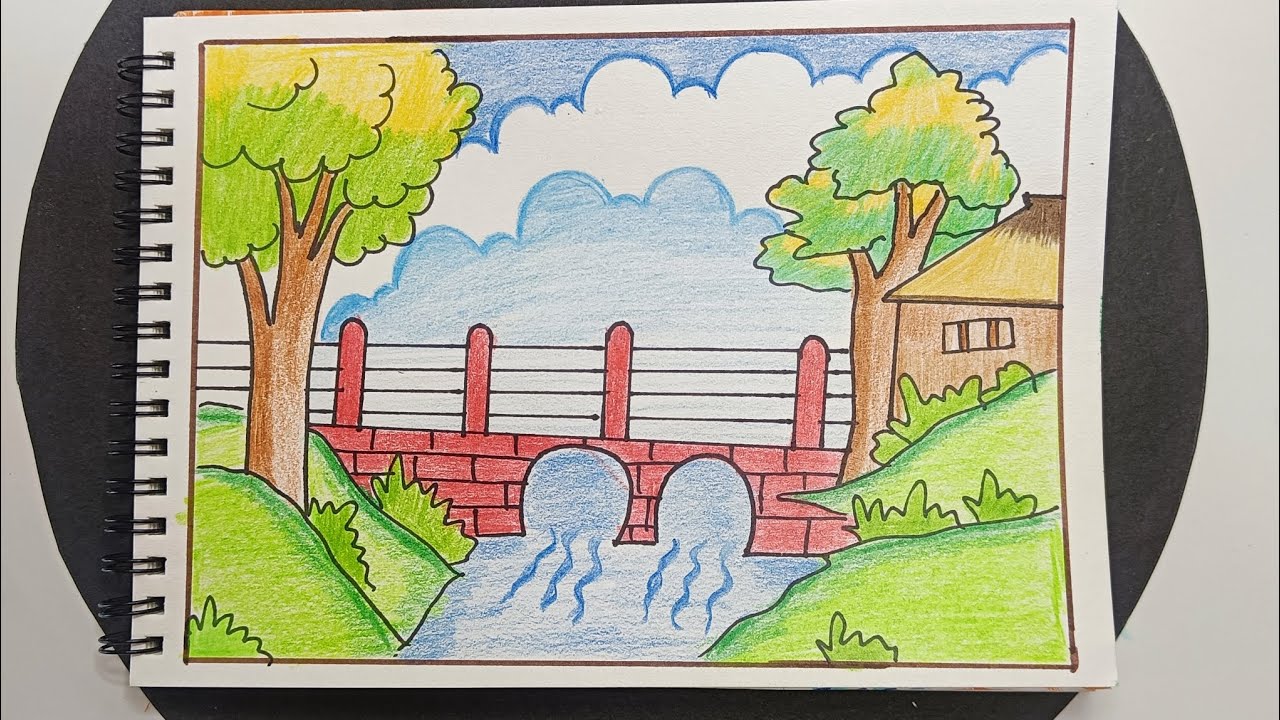 Easy Scenery drawing// How to draw Nature drawing #scenerydrawing #easydrawing 