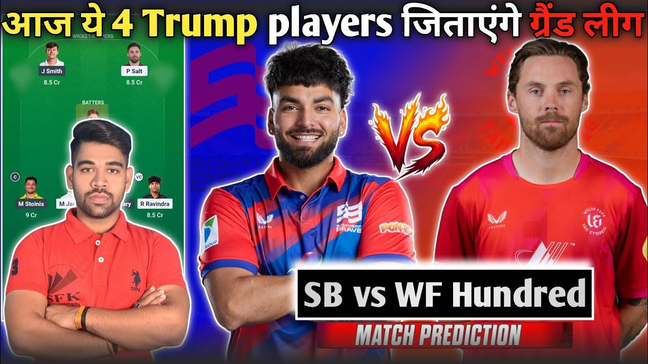 SB vs WF Dream11 Team Prediction Today, Southern Brave vs Welsh Fire The Hundred Match Team Today