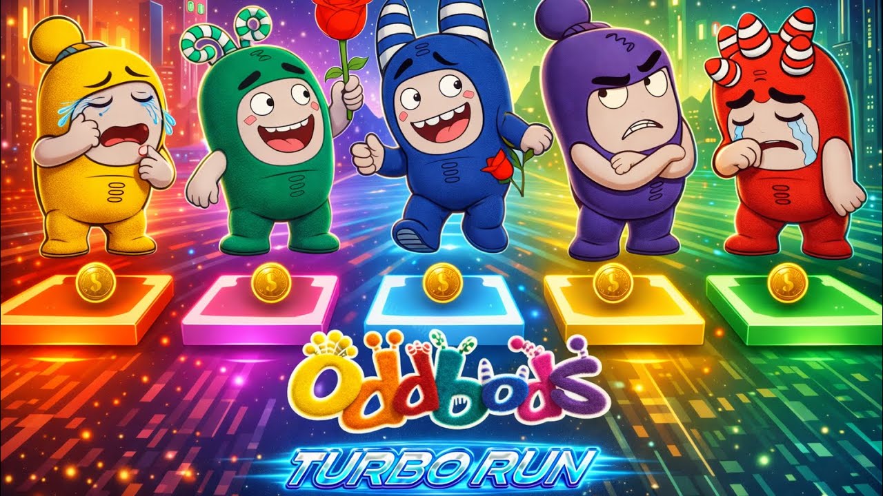 Oddbods Family #18 : Bubbles Run vs Zee Run vs Newt Run vs Pogo Run | Oddbods Turbo Run