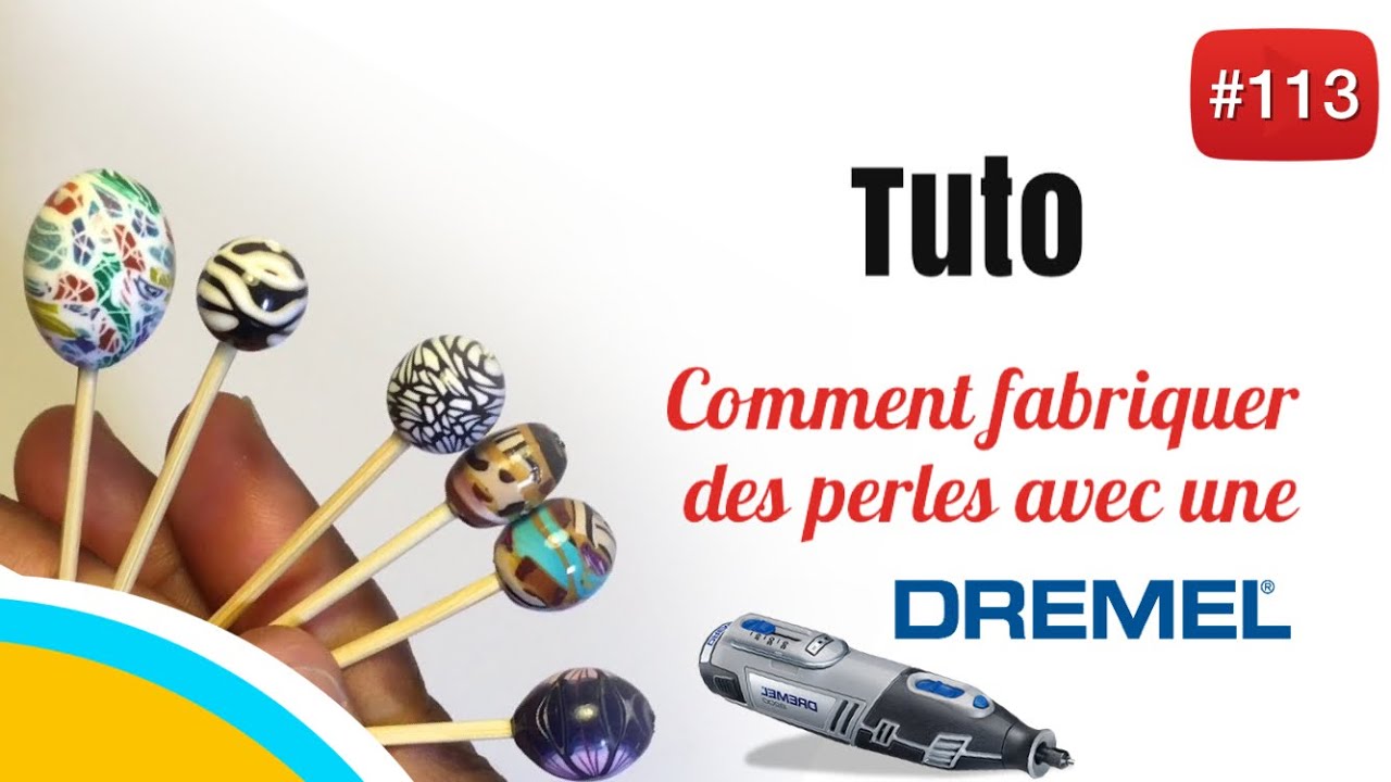 Récup vieilles cannes FIMO : fabriquer des perles rondes avec une Dremel.