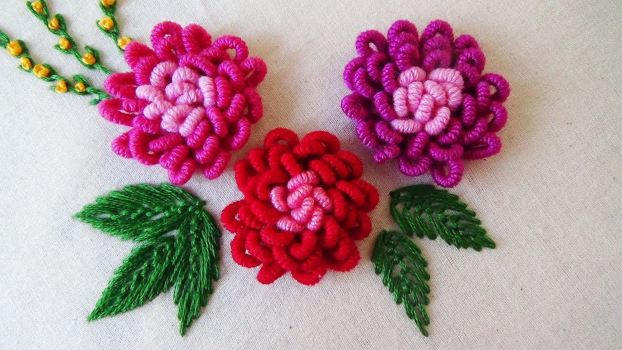 Hand Embroidery: Bullion Knot Stitch (variation)