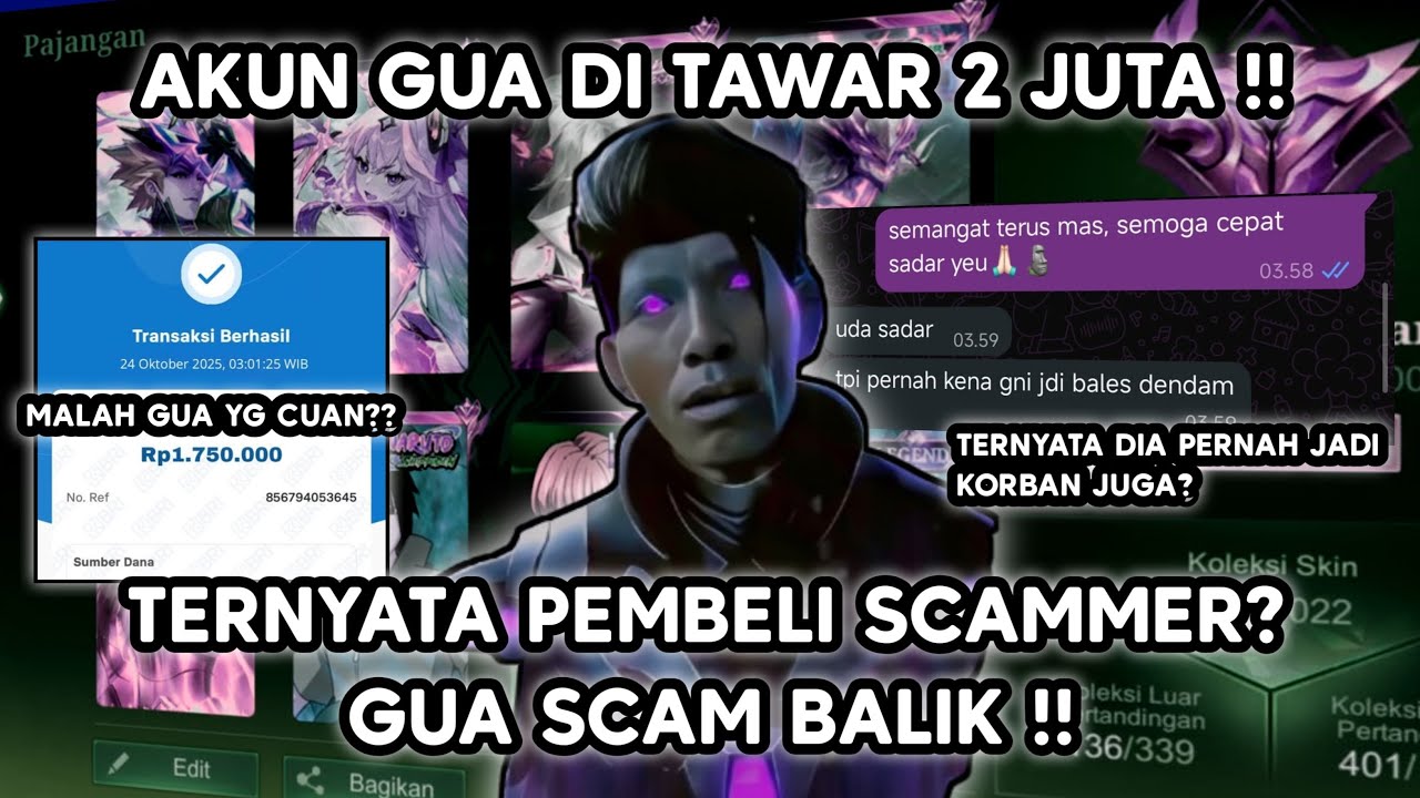 NGERJAIN PENIPU WAKTU MAU JUAL AKUN MOBILE LEGENDS !! SCAMMER SALAH TARGET KALO GINI