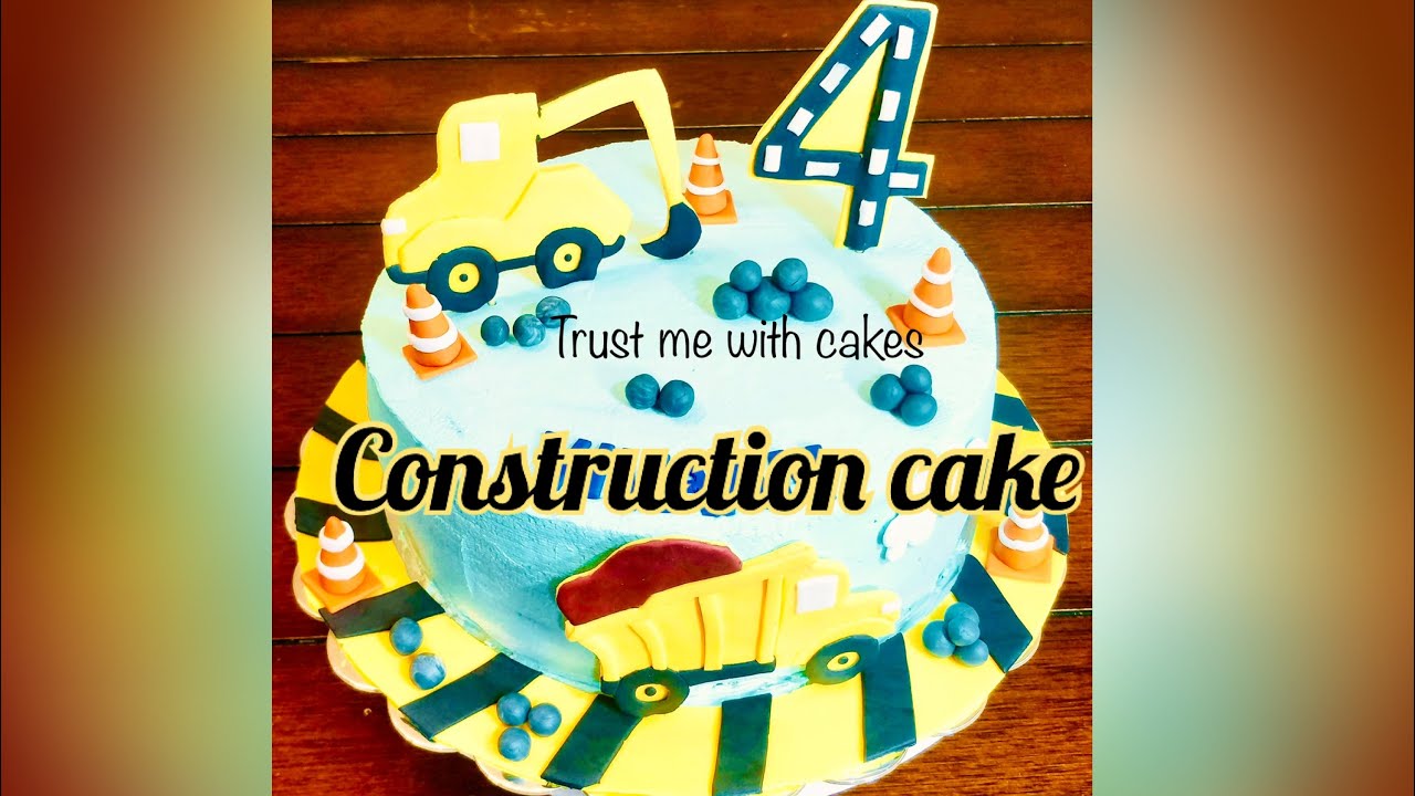 Construction theme cake| Construction cake tutorial with fondant toppers| Fondant truck tutorial
