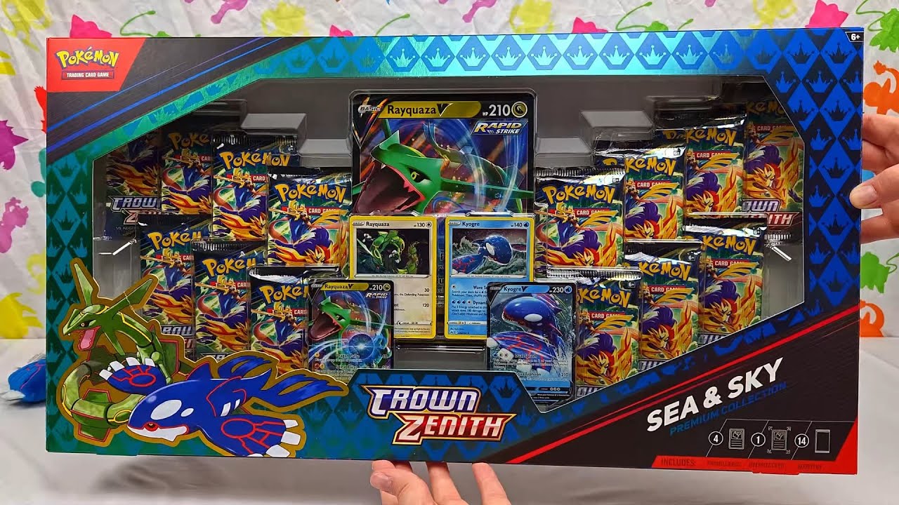 Pokemon Crown Zenith Sea & Sky Premium Collection - Kyogre & Rayquaza | Pokemon Cards and Chill