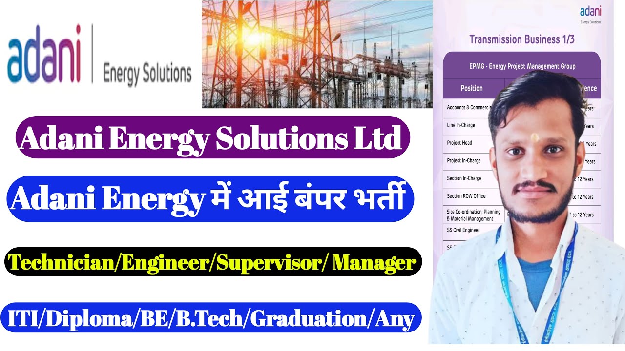 Adani Energy Solutions Ltd Recruitment 2026 | ITI/Diploma/BTech | AESL Hiring | Adani Energy Hiring