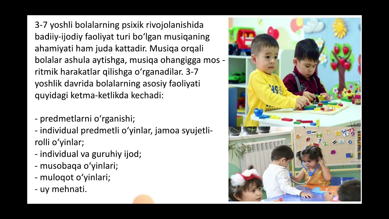 Maktabgacha yosh davrida psixik rivojlanish xususiyatlari.