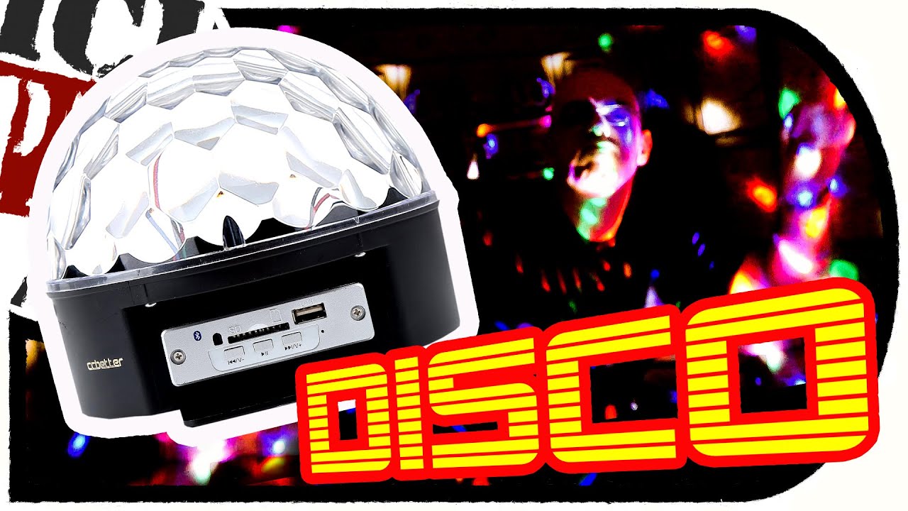 Preiswerte DiSCO Lichtkugel mit Mucke auf dem Stick (Ausgepack und angeknipst)