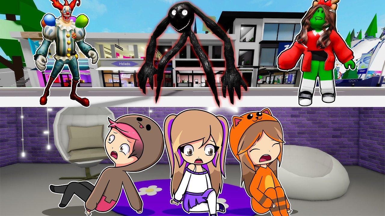Construimos un BUNKER SECRETO para HUIR de los MONSTRUOS ATERRADORES en Brookhaven Roblox