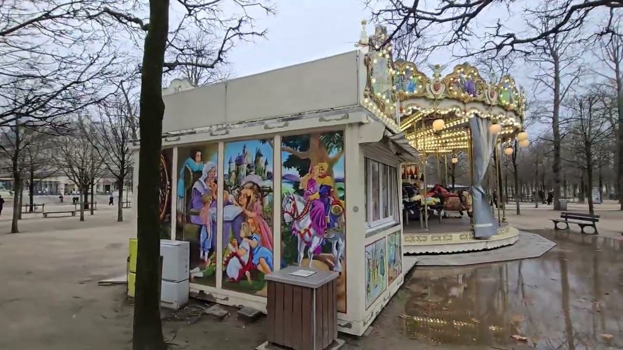 Carousel at Park Tuileries in Paris France during winter
