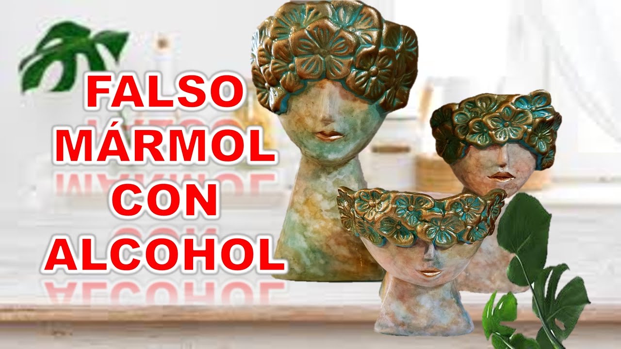 FALSO MARMOL CON ALCOHOL EN MACETAS MODERNAS/Manualidades fáciles para vender