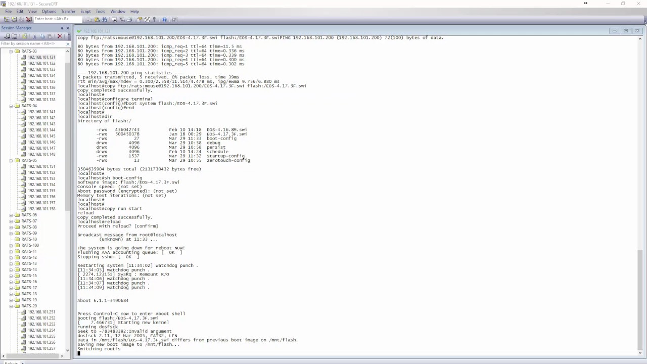The Steps to update EOS on Arista DCS-7010T with script by FTP