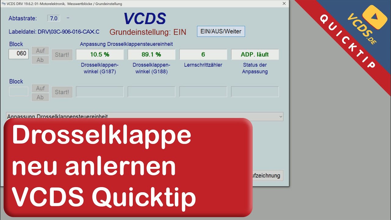 VCDS Quicktip: обучение дроссельной заслонке